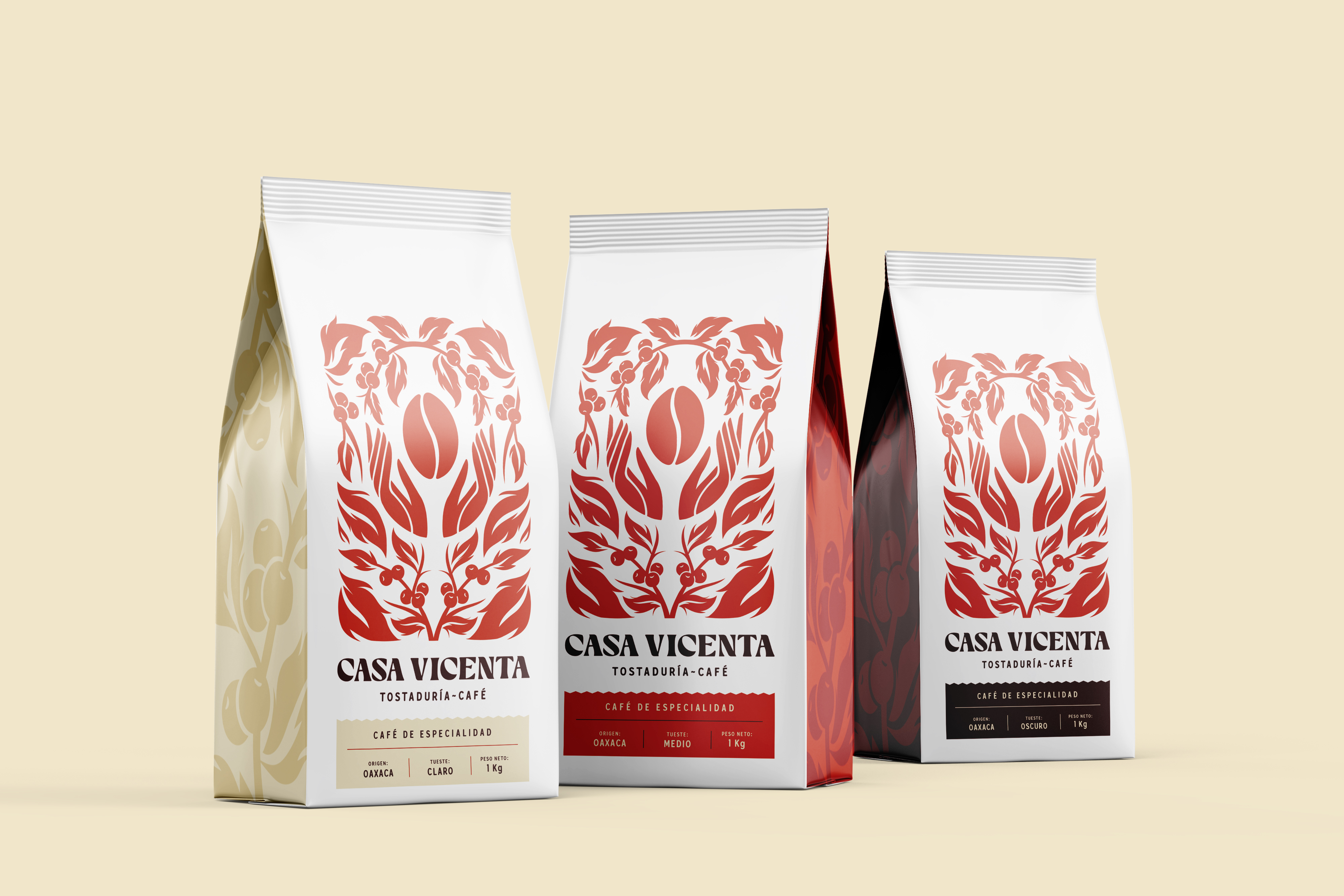 Bolsas Casa Vicenta de tueste claro, medio y oscuro